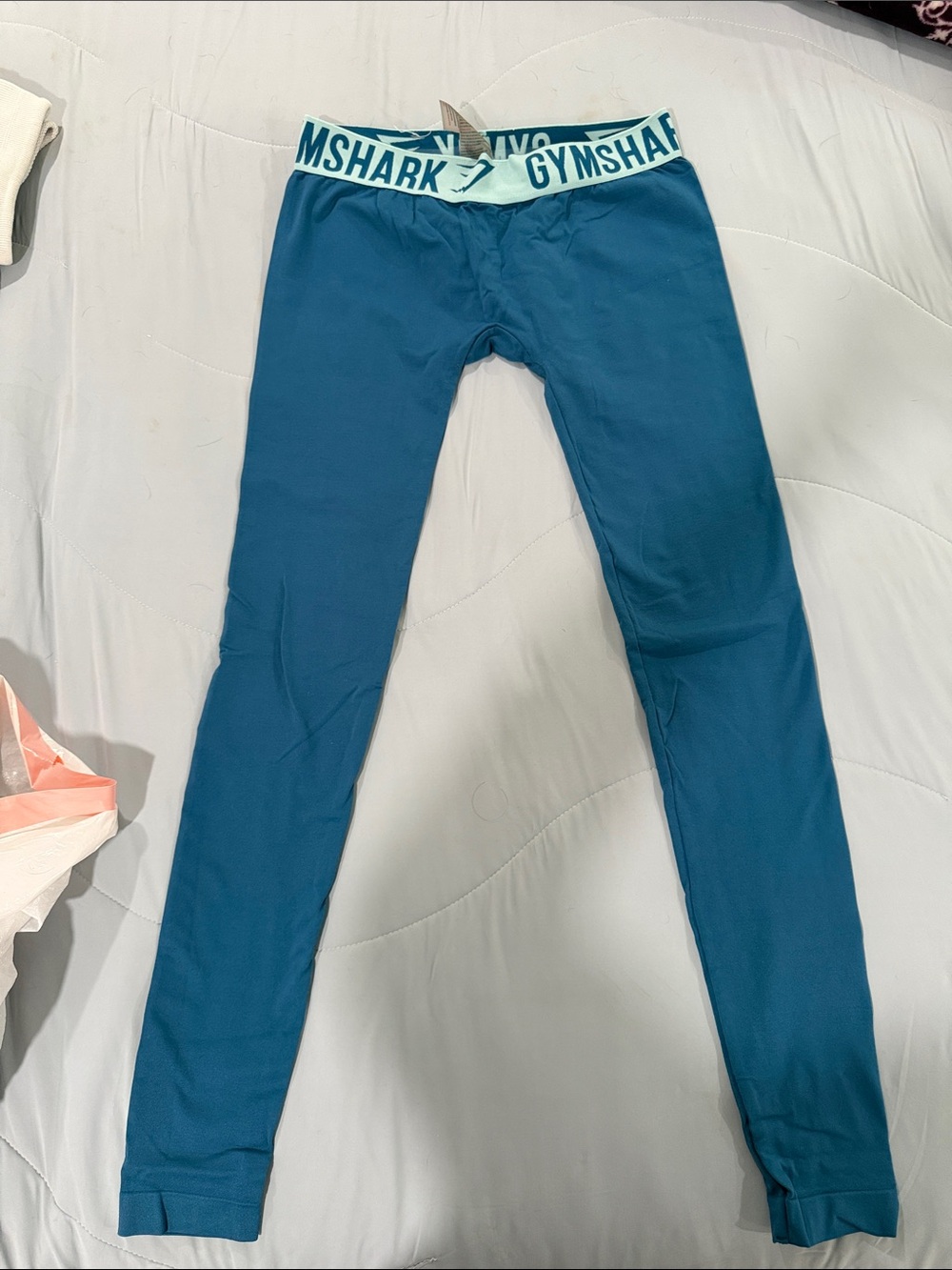 Gymshark Deep Teal Performance Leggings with Branded Waistband